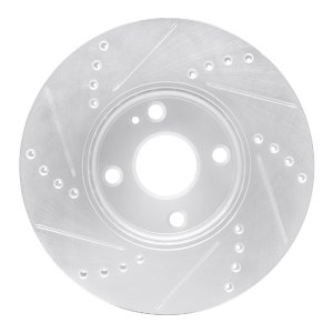 Mazda 2 Brake Rotor (1) - Front Right - R1 Concepts - Drilled & Slotted - Silver - `16-`25